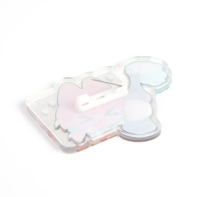 Custom Cold Foil Stamping Holographic Clear Acrylic Pins - Image 2