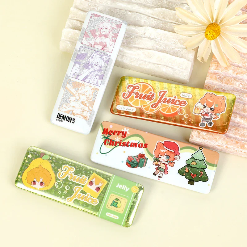 Custom Long Rectangular Glitter Button Pins - Image 4
