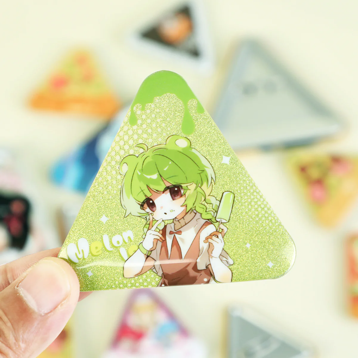 Custom Triangle Glitter Button Pins - Image 4